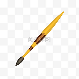 笔杆图片_金黄色手绘文具矢量毛笔免抠素材