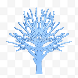 平面配图图片_C4D浅蓝色立体树木