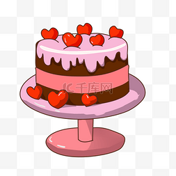 手绘蛋糕插图图片_手绘红心蛋糕插画