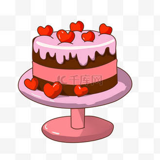 手绘红心蛋糕插画