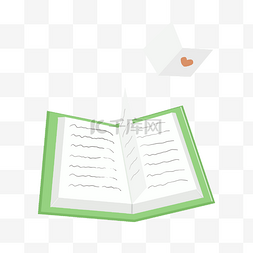 绿色的书籍散页插画