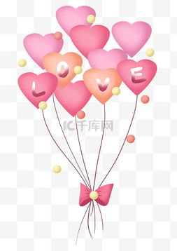 爱心气球粉图片_情人节粉色系爱心love气球