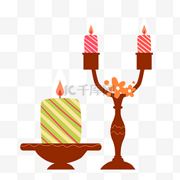 可爱生日涂鸦图片_一组卡通手绘糖果色蜡烛和烛台PNG