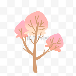 创意粉色树木插画