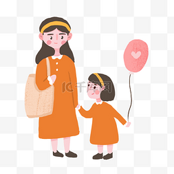 粉色和黄色图片_母婴人物和气球