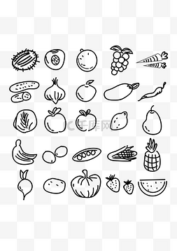 蔬菜瓜果手绘图片_手绘水果和蔬菜矢量图