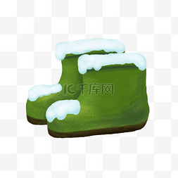 雨靴矢量图片_绿色雨靴手绘插画