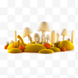蘑菇下载图片_卡通黄色蘑菇PNG下载