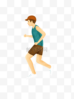 彩绘运动的人图片_彩绘跑步的男生psd插画元素