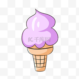 手绘蛋筒奶油冰淇淋插画