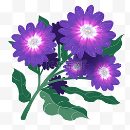 小清新紫色花图片_手绘插画小清新紫色花朵