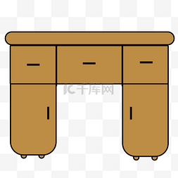 桌子创意图片_手绘棕色木质家具桌子
