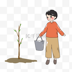 植树节卡通男孩种树