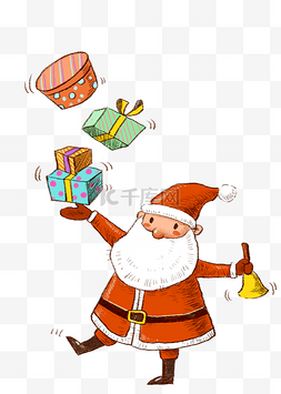 圣诞老人铃铛图片_送礼物的圣诞老人PNG素材