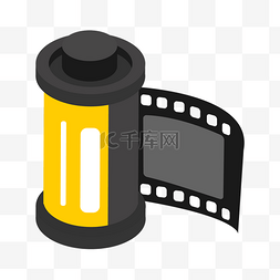 黄色相机PNG图片_彩色相机胶卷插画
