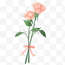 红玫瑰干图片_清新手绘淡雅玫瑰花元素