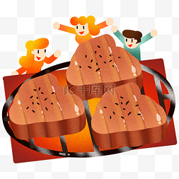 聚餐插画图片_年夜饭美味烤肉插画