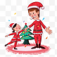 圣诞节父女在圣诞树旁跳舞