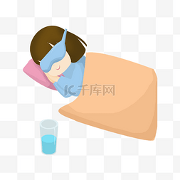 戴眼罩图片_世界睡眠日女孩