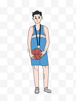 金牌简约图片_简约风格篮球运动员插画PNG图片