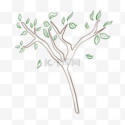 装饰图绿色手绘图片_小清新绿色镂空树枝