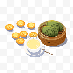 中国传统美食之手绘美味茶点插画