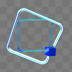 电商边框蓝色图片_C4D装饰素材边框蓝色