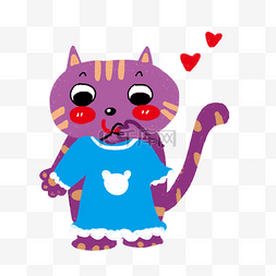 小猫购物图片_买T恤的紫色小猫咪