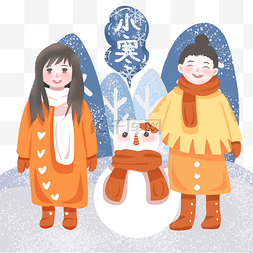 卡通姜黄图片_中国传统雪景小寒节气图