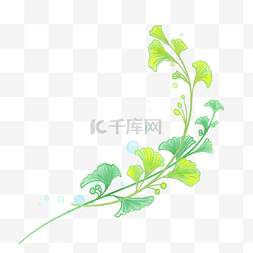 手绘水彩绿色植物叶子