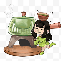 底座灰色图片_手绘的茶水女孩