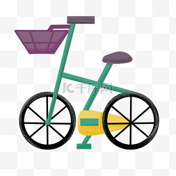 手绘绿色自行车