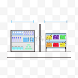 矢量手绘卡通货架