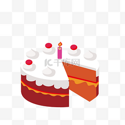 生日蛋糕点蜡烛图片_手绘切开的蛋糕矢量免抠图