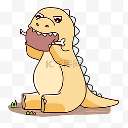 小恐龙玩具图片_吃肉的小恐龙插画