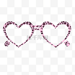 心形粉色豹纹眼镜镜框