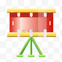 红色架子鼓图片_手绘卡通新春锣鼓盛宴