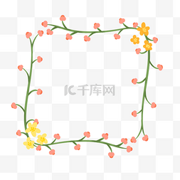 花朵的文字框图片_手绘粉花边框