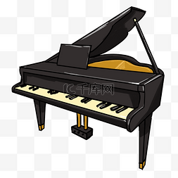 音乐器材手绘图片_手绘黑色钢琴插画
