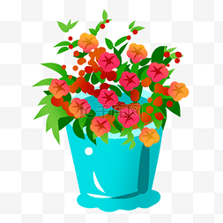 彩色花朵花盆元素