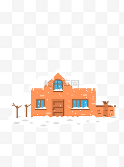 雪天房屋图片_卡通手绘冬天的房屋矢量图