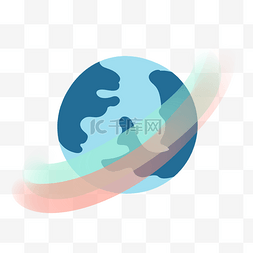 地球矢量蓝色图片_卡通手绘蓝色星球插画