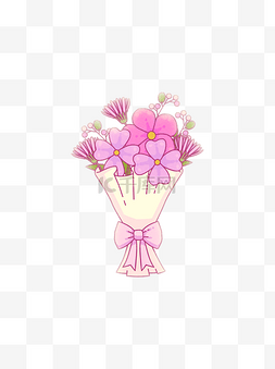 粉色矢量花朵图片_杂色可爱卡通花朵花卉花束彩色设