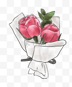 彩绘水墨花图片_520手绘粉色玫瑰花