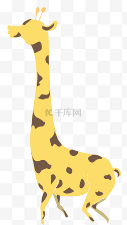 黄色动物长颈鹿图片_手绘卡通黄色可爱长颈鹿