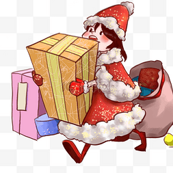 紫色的袋子图片_圣诞节收到礼物的小女孩儿