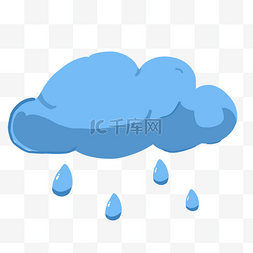 手绘卡通天气乌云雨点下雨