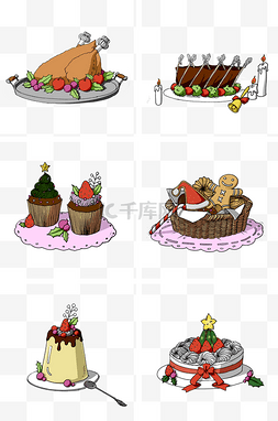 食物圣诞图片_卡通圣诞节感恩节食物