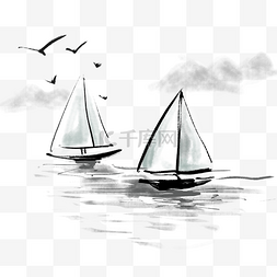 燕子元素图片_水墨水中的小船效果图