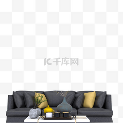 时尚台面图片_卡通黑色的家居沙发免抠图
